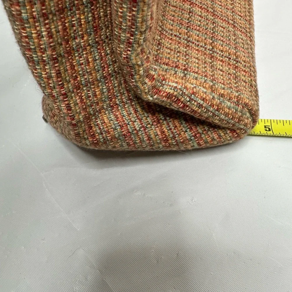 Fossil Purse Bamboo Handle Woven Fabric 3 pocket Handbag 11‎ x 4 x 8